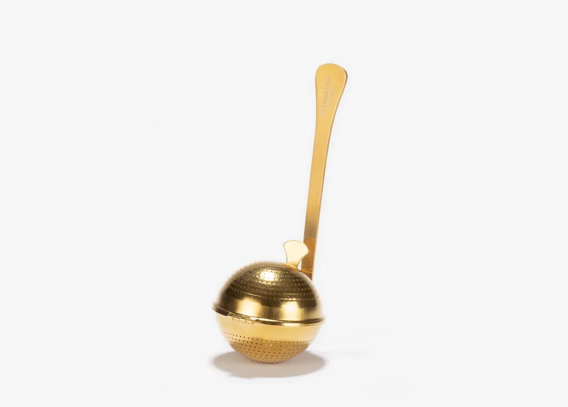 Cuillère à thé, boule inox perforé finition titanium or<DAMMANN Frères Hot